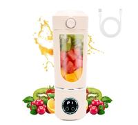 Batidora de vaso portátil, 700ml Licuadora Portátil con 12 Cuchillas Mini Licuadora para Zumos y Batidos Recargable Trituradora de Alimentos Vaso Exprimidor de Tapa para Cocina,Deporte (Beige)