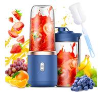 Batidora de Vaso Portatil, Afenau 400ML Mini Licuadora Portatil con Cepillo y Vaso de Repuesto, Cargador USB Liquidificador portatil para Jugos, Batidos, Licuados (Azul)