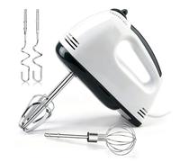 Batidora eléctrica de mano eléctrica, batidora de cocina ajustable a 5 revoluciones, 304 accesorios de acero inoxidable (1 whisk, 2 ganchos para amasar, 2 varillas agitadoras), batidor de mano para