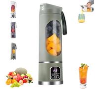 Batidora-exprimidor portátil de 450 ml, exprimidor de zumos naturales con 12 cuchillas, pantalla digital con 3 modos, recargable por USB, mini picador de hielo para frutas green