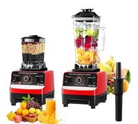 Batidora licuadora 2 en 1 de 4500 W, 2,5 L, batidora profesional de smoothies con 2 recipientes, ergonómica, 8 cuchillas de acero inoxidable, 15 ajustes de velocidad, para batidos, batidos, alimentos