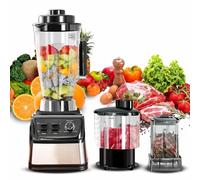 Batidora Multifunción 3L,Licuadoras para Zumos y Batidos con 15 Velocidades Ajustables, 3 Jarra de Batido, Cuchillas de Acero Inoxidable, para Preparar Batidos, Smoothies y Jugos (3 en 1)