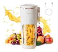 Batidora portátil de 340 ml - Mini batidora inalámbrica personal para hacer smoothie maker to go - Potente batidora - Recargable con tapa a prueba de fugas y paja - Botella de zumo antioxidante al