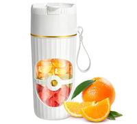 Batidora portátil de 400 ml, 65 W, exprimidor pequeño, batidora de carga USB, batidora de zumo fresco con 10 cuchillas de acero inoxidable, mini batidora para batidos, zumos, batidos (blanco)