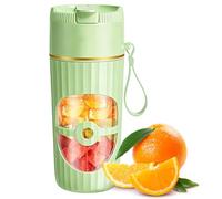Batidora portátil de 400 ml, 65 W, exprimidor pequeño, batidora de carga USB, batidora de zumo fresco con 10 cuchillas de acero inoxidable, mini batidora para batidos, zumos, batidos (verde)