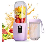 Batidora portátil de 500 ml: batidora de smoothie para llevar con pantalla digital, batidora portátil con 16 cuchillas, batidora recargable por USB, mini batidora de pie para viajes, oficina, cocina