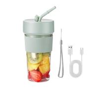 Batidora portátil de zumo de frutas USB de 350 ml | Batidora portátil con diseño de pajita para batidos y batidos, mezclador de arroz personal con 6 cuchillas, verde claro, ver descripción, Ver