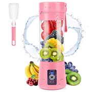 Batidora portátil MIAOKE Batidora de batidos, mini licuadora personal con seis cuchillas en 3D, taza de exprimidor recargable por USB para hogar/oficina/exteriores (Rosa)