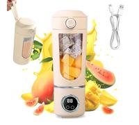 Batidora portátil para batidos, 700 ml, tipo C, recargable, vaso con tapa a prueba de fugas y orificio para beber, para batidos de leche, zumo, batidos (beige)