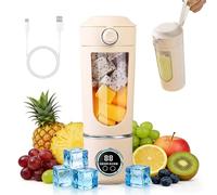 Batidora portátil Smoothie Maker, 700 ml, pequeño extractor de jugo, tipo C recargable, con 12 cuchillas sin acero, vaso con tapa a prueba de derrames y abertura para beber, para batidos, jugos