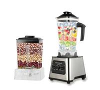 Batidora profesional de 2 en 1, 2 l licuadora y 500 ml batidora batida, 9 velocidades, eléctrica prensa cítrica, con 4 cuchillas de acero inoxidable, para batidos, hielo picado, puré, salsa (gris)