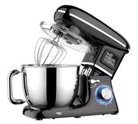 Batidora vertical para masa, batidora industrial, gran capacidad de 5,5 L, 1500 W con batidor, gancho para masa, varillas, 6 velocidades, cabezal inclinable, pantalla LED digital, acero inox