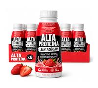 Batidos de proteinas listos para tomar pack x8 botellas 200 ml smoothie cremoso sabor plátano o fresa bebida saciante práctica formato portátil snack nutritivo diario (FRESA)
