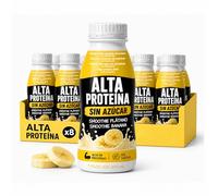 Batidos de proteinas listos para tomar pack x8 botellas 200 ml smoothie cremoso sabor plátano o fresa bebida saciante práctica formato portátil snack nutritivo diario (PLATANO)