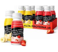 Batidos de Proteínas Pack Mixto Fresa y Plátano | Smoothie Proteico Listo para Beber | 8 Botellas x 200 ml | Sin Gluten y Sin Lactosa