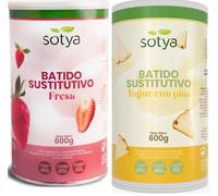 Batidos Saciantes Sustitutivos de Comida para Control de Peso Pack 2x700gr Sabores Yogur con Piña y Fresa Con Fibra, Proteínas, Vitaminas y Café Verde Dieta Hipocalórica