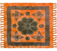 BATIK - Manta multiusos para cama de matrimonio, 210 x 240 cm, 100% algodón indio, estilo étnico, funda para sofá con estampado étnico (naranja, Daisy)