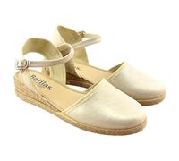 BATILAS - Valenciana de niña en Lona Metalizada con Cierre de Hebilla 310040 Lona NIÑOS Color: Oro Talla: 36
