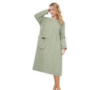 Batin Mujer - Bata de Baño Larga de Color Liso de Forro Polar Coral con Bolsillos Diseño de Punto Y Cuello Redondo para Máxima Comodidad Y Calidez En Casa (Green L)