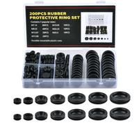 BATINO 200Pcs Pasacables de Goma, Arandelas de Goma Tapon Goma Pasacables 7 Tamaños Pasamuros Goma Tapones de Goma Ojales de Goma para Proteger Cables Enchufes Agujeros de Cables