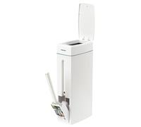 Batio de basura con tapa, ahorrar espacio de basura de baño con cepillo para el baño, papelera de bas-ura de ba-ño compacta, papel rectangular de diseño delgado para baños, accesorios de ba-ño