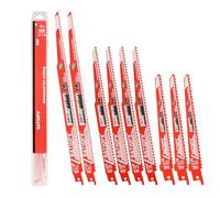 BATIOPV hojas de sierra sable para madera y clavos - 6 TPI - para madera de construcción, madera dura y palets - set 9 piezas, vástago universal 1/2"