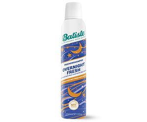 Batiste Champú seco Overnight Fresh 200 ml, champú seco para refrescar y peinar el cabello, spray sin aclarado, limpieza del cabello durante la noche