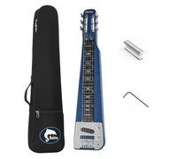 Batking Lap Steel Guitarra eléctrica de 6 cuerdas con cabezal ranurado (azul oscuro)