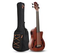 Batking Ubass - Ukelele de bajo eléctrico, 76,2 cm, bajo acústico eléctrico de madera, afinador de ecualización integrado con agujeros de sonido F