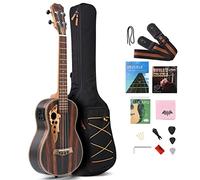 Batking Ukelele Baritono, 30 Pulgadas Blackwood acústico eléctrico barítono ukulele con bolsa, correa, cuerdas de nailon, afinador eléctrico, púa, agitador