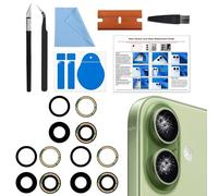 BATLABB Kit de repuesto de cristal para lente de cámara trasera compatible con iPhone 17, con cinta preinstalada + herramientas de reparación + manual de instrucciones (idioma español no garantizado)