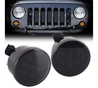 BATLAM Luz LED De Posición Lateral Luz Intermitente Delantera Lente Ahumada Amarilla para Jeep Wrangler JK 2007-2015,Turn Signal