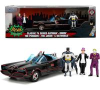Batman BATMOBILE Auto Modelo Con 4 Figuras Classic Serie TV 1/24 DieCast JADA