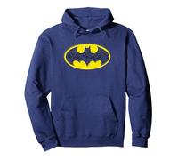 Batman Bats in Logo Sudadera con Capucha, Unisex para Adultos, Azul Marino, L