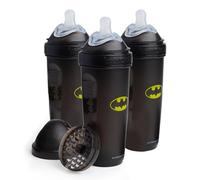 Batman DC Comics Herobility Double Bottles - Botellas para bebé anticólicos, 340 ml, 3 unidades