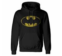 Batman DC Distressed Jumbo Logo (Pullover) Sudadera con Capucha (Negro)