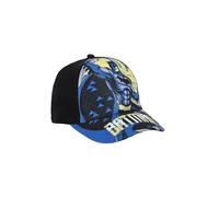 BATMAN Gorra de béisbol para niños y adolescentes, visera gráfica, azul y negro, Negro , 52