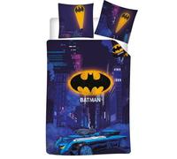 Batman Gotham City Batmobile Funda Nórdica Cama 90 140x200 + Funda Almohada | Ropa de cama reversible | Polialgodón secado rápido Oeko-Tex | DC Comics | Niño & adolescente | Regalo | Idea regalo