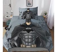 Batman Juego De Funda De Edredón Impresas En 3D Microfibra Suave, con Fundas De Almohada, Cremallera Oculta, Heroes Juego De Cama 3 Piezas para Niños Y Adolescentes Single（135x200cm）