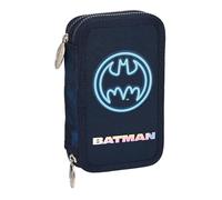 BATMAN LEGENDARY - Estuche Escolar Niño, Estuche con Colores, con 28 Útiles Incluidos, Ideal para Niños de 5 a 14 Años, Cómodo y Versátil, Calidad y Resistencia, 12.5x4x19.5 cm, Color Azul Marino