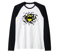 Batman Logo and Bat Swarm Camiseta Manga Raglan