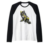 Batman Panel Portrait and Batmobile Camiseta Manga Raglan