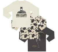 Batman - Paquete de Tres Camisetas de Manga Larga 100% algodón Peinado, Multicolor, 9-10 Años
