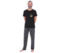 BATMAN Pijama de algodón largo oficial para hombre, tallas S a 2XL, Negro, L