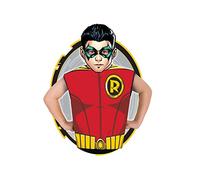 Rubies: Liga de la Justicia - Disfraz premium de Robin con máscara de papel, 95-125 cm