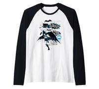 Batman Running Black and Blue Kanji Camiseta Manga Raglan