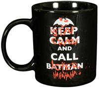 Batman, Taza de Porcelana, Aprox. 300 ml, diseño de Keep Calm, Stay Crazy and Call Joker-0122041, cerámica, Color Negro, 1 Unidad (1 Unidad)