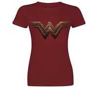 Batman Vs Superman - T-Shirt Fitted (Donna-Xl) Wonder Woman Logo (Maroon Red)