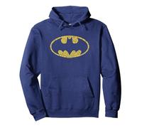 Batman Word Logo Sudadera con Capucha, Unisex para Adultos, Azul Marino, M