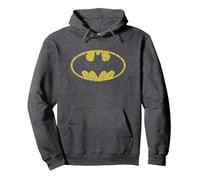 Batman Word Logo Sudadera con Capucha, Unisex para Adultos, Jaspeado Oscuro, S